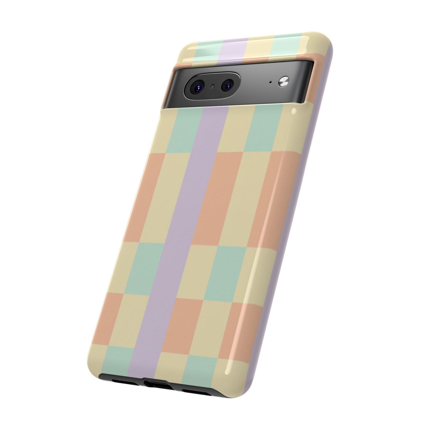 Pastel Checkered Phone Case — Retro Stripe Tough Case