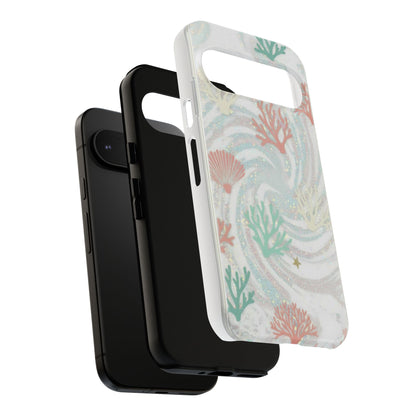 Seafoam Coral Tough Phone Case - Pastel Ocean Wave Design