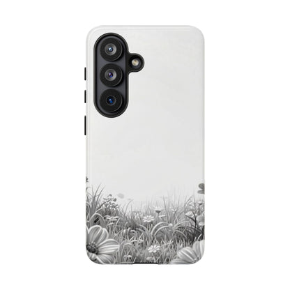 Butterfly Floral Tough Phone Case – Monochrome Garden Protection