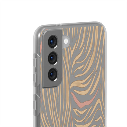 Neutral Zebra Print Flexi Case — Beige & Rose Gold Animal Pattern Phone Cover