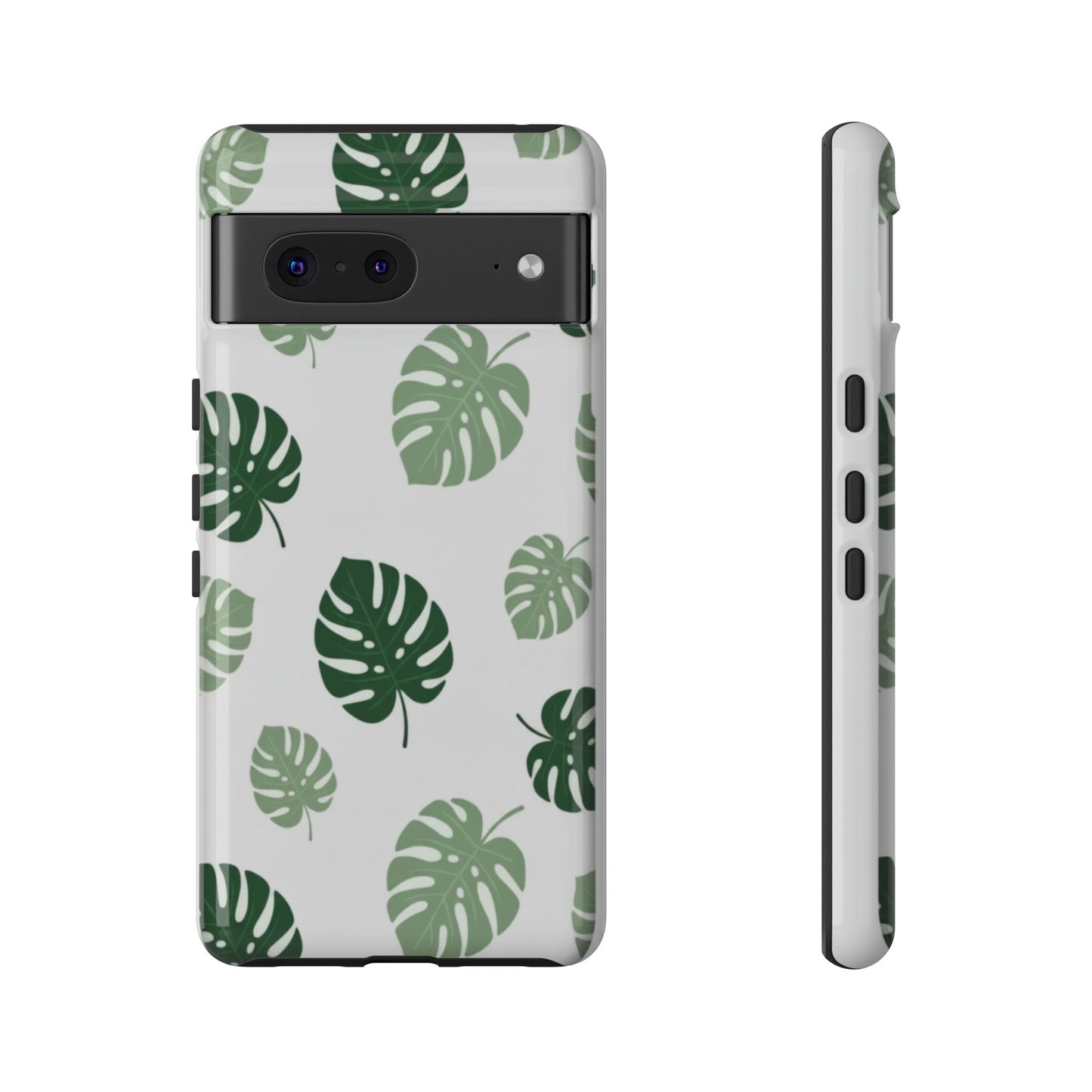 Monstera Leaf Tough Phone Case – Tropical Green Palm Pattern Protective Cover