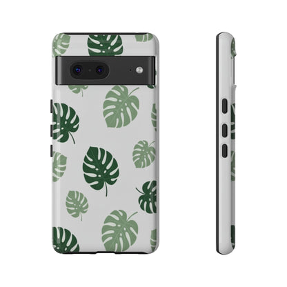 Monstera Leaf Tough Phone Case – Tropical Green Palm Pattern Protective Cover
