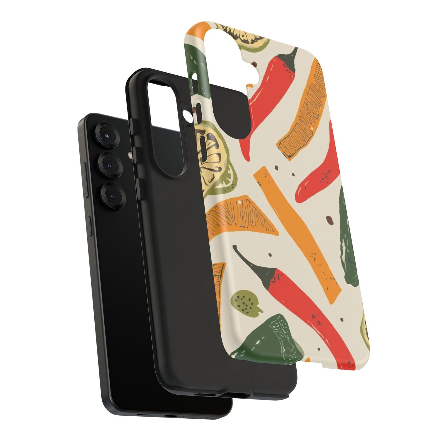 Spicy Peppers Phone Case – Colorful Chili, Lime & Citrus Pattern