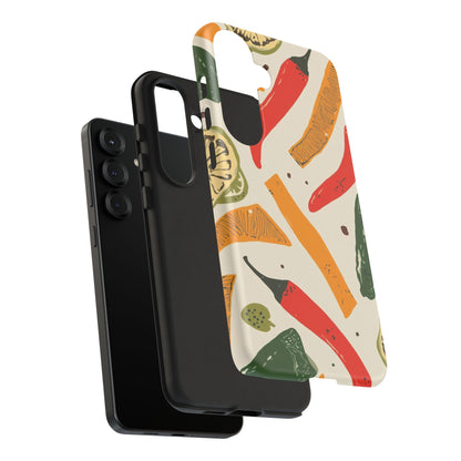 Spicy Peppers Phone Case – Colorful Chili, Lime & Citrus Pattern