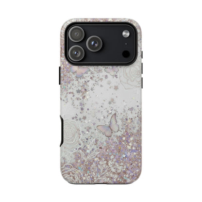 Butterfly Glitter Tough Phone Case — Floral Sparkle Protective Case