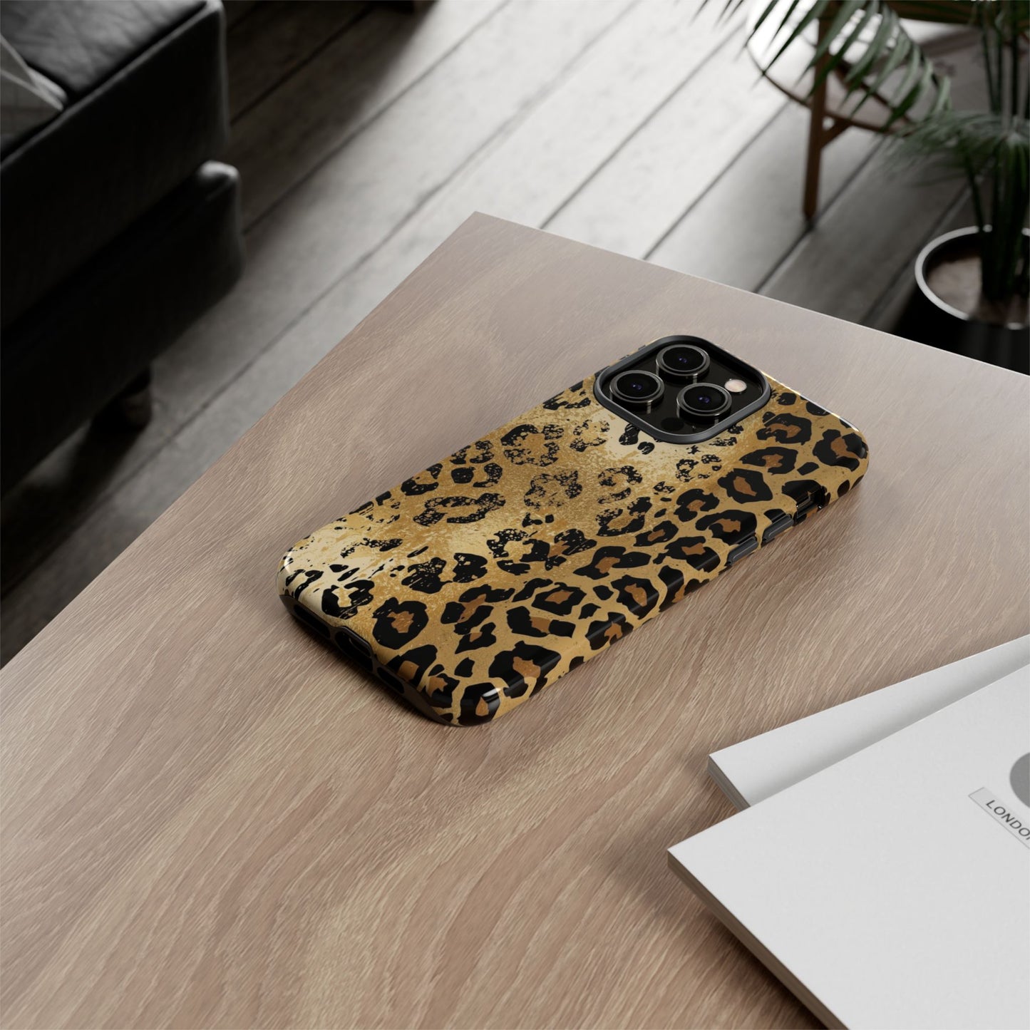 Leopard Print Tough Phone Case — Durable Protective iPhone Cover