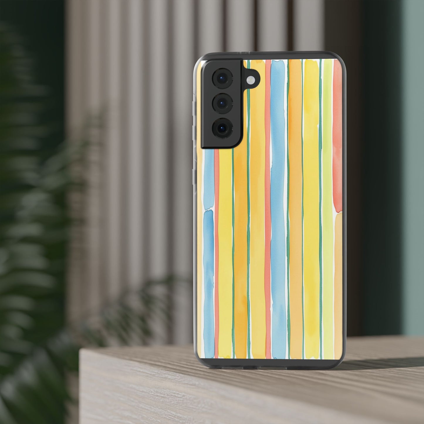 Watercolor Stripe Phone Case — Bright Pastel Vertical Stripes Protective Flexi Case