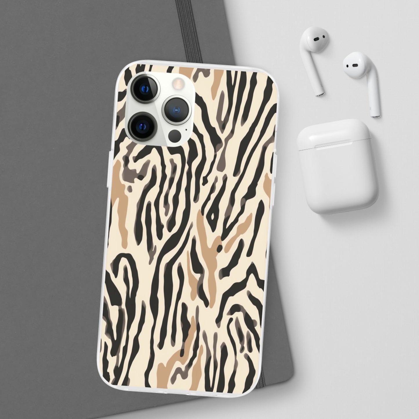 Zebra Stripe Phone Case – Neutral Animal Print Flexi Case