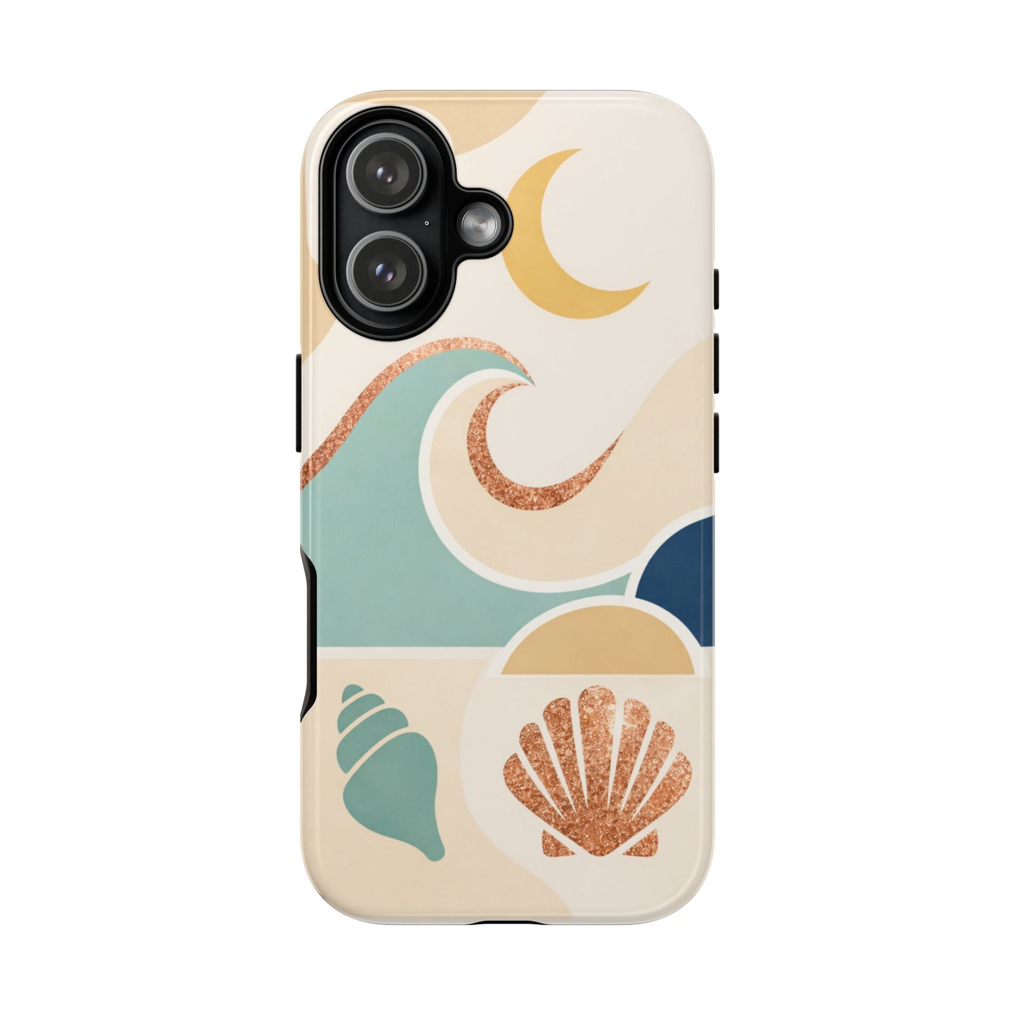 Sea Breeze Tough Phone Case — Retro Waves & Shells Design