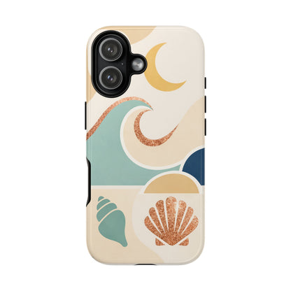 Sea Breeze Tough Phone Case — Retro Waves & Shells Design