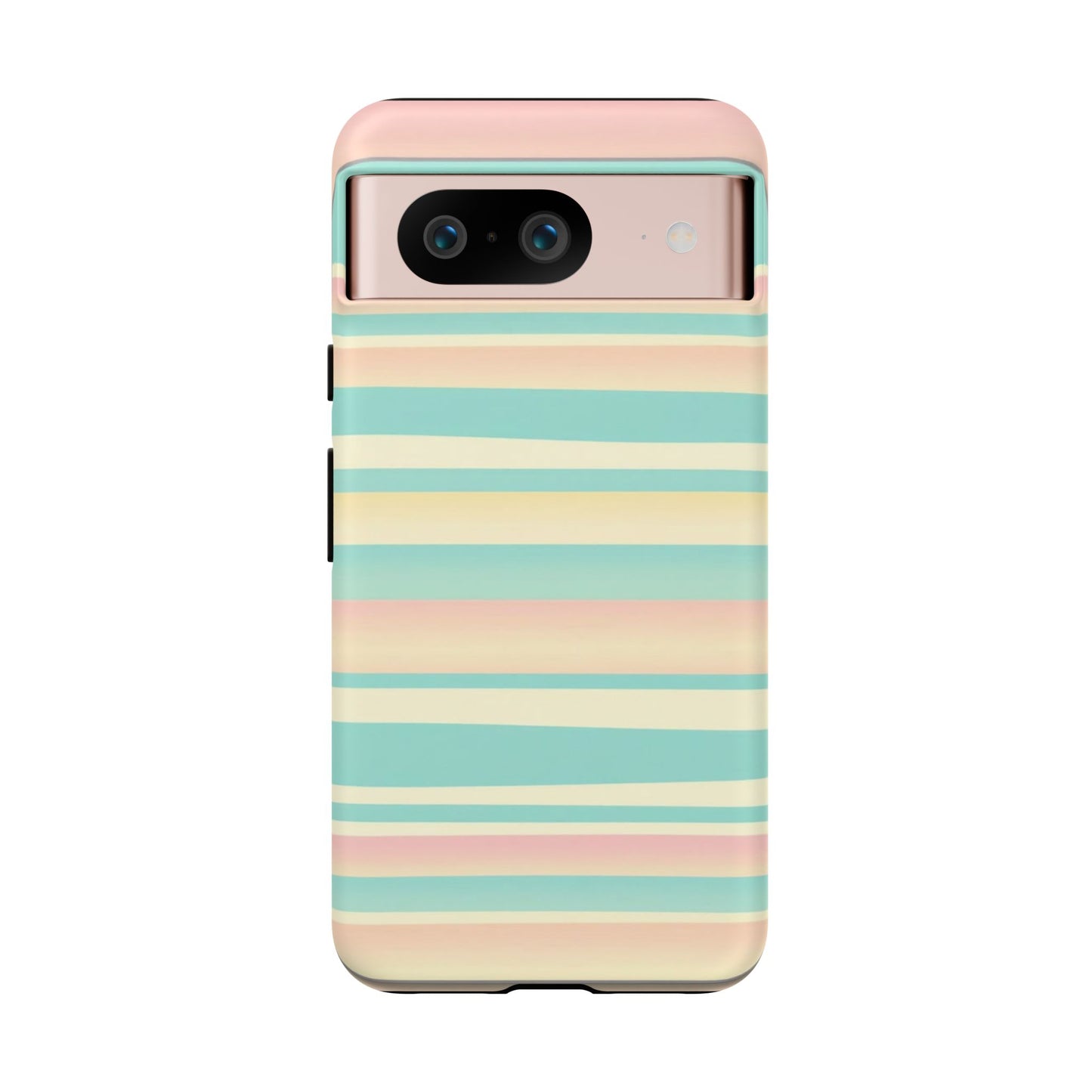 Pastel Striped Tough Phone Case — Mint, Peach & Cream Protective Cover