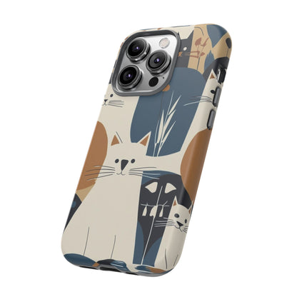 Cat Pattern Phone Case – Retro Abstract Cats Protective iPhone Cover