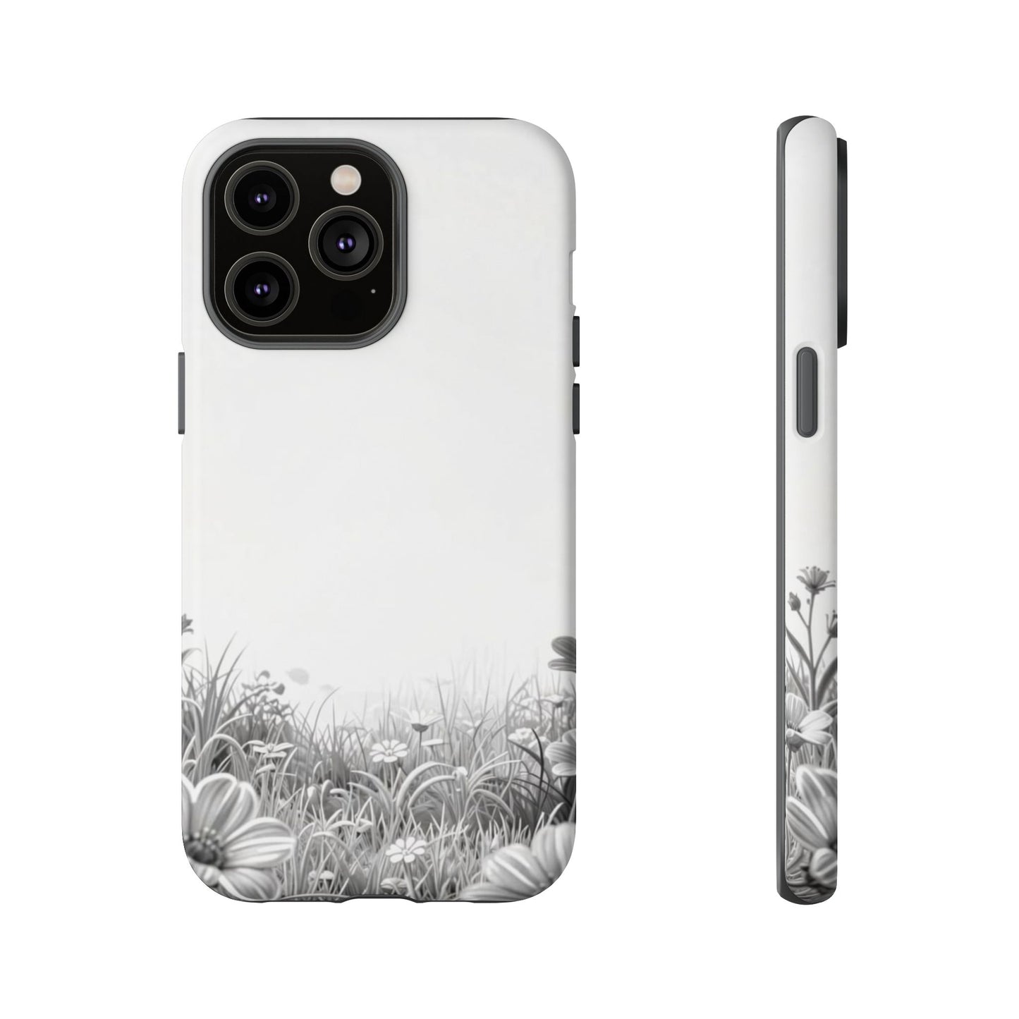 Butterfly Floral Tough Phone Case – Monochrome Garden Protection