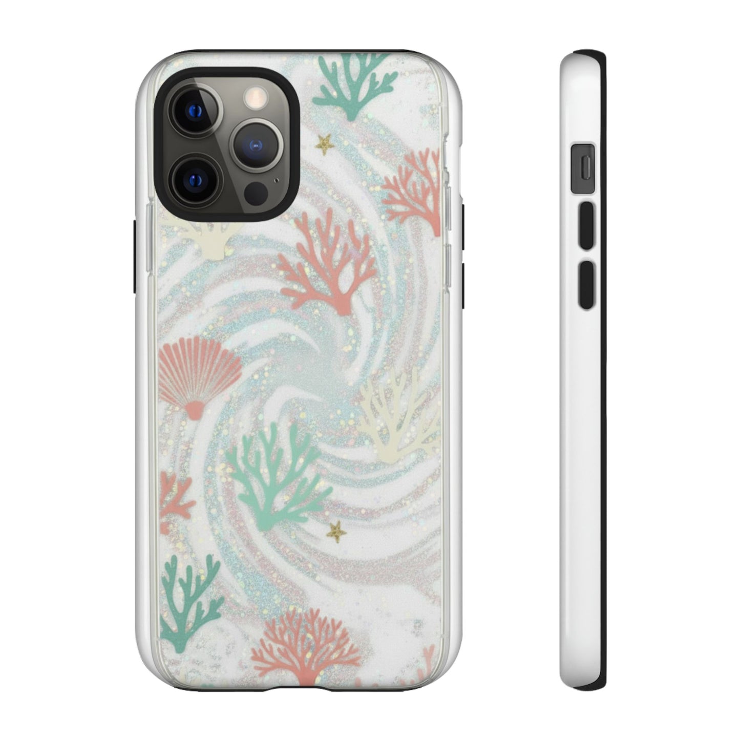 Seafoam Coral Tough Phone Case - Pastel Ocean Wave Design