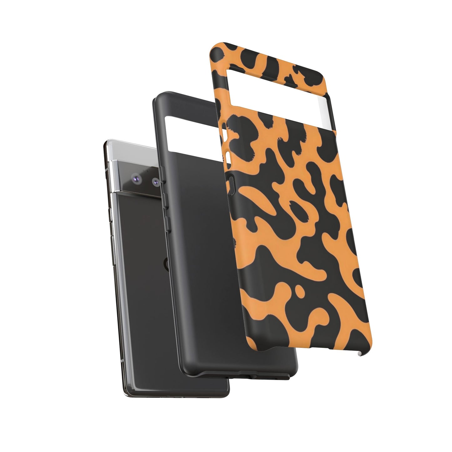 Leopard Print Phone Case — Orange & Black Tough Pattern Protective Cover