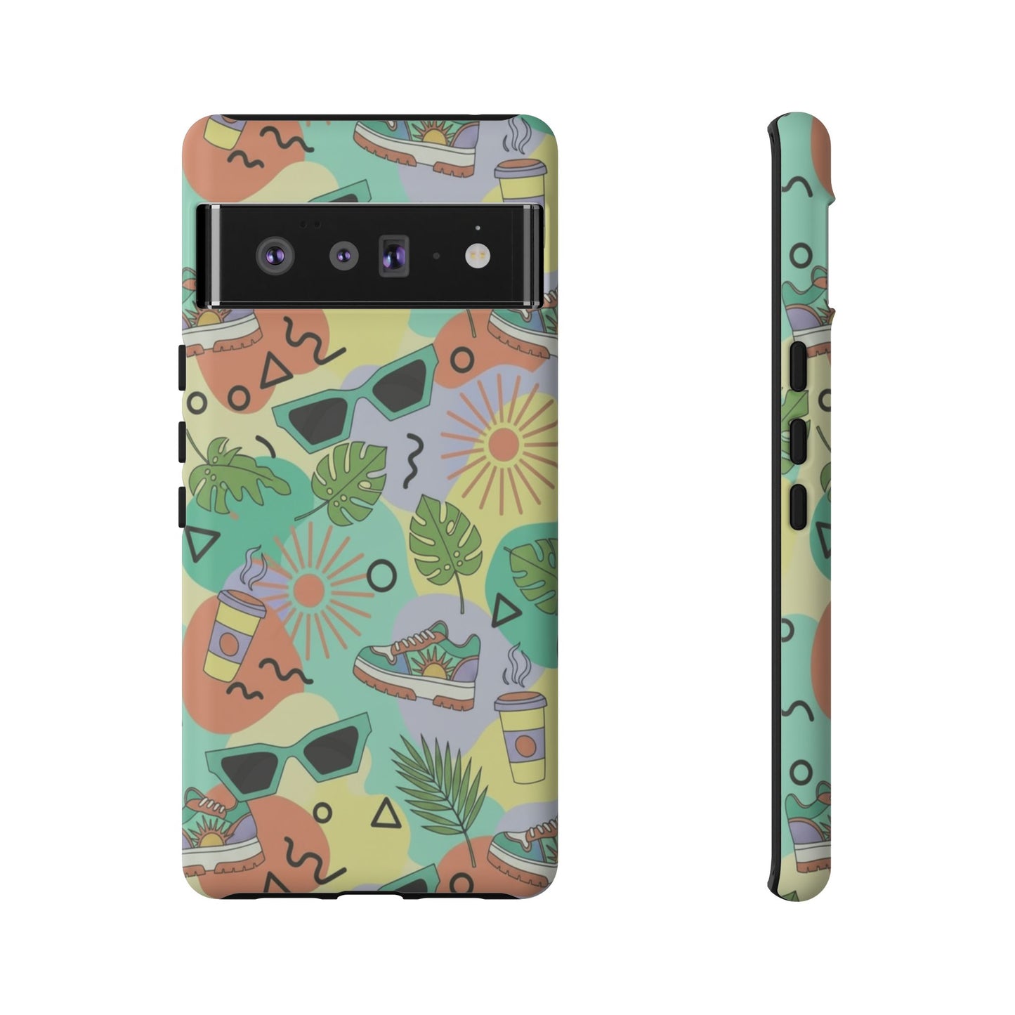 Tropical Summer Phone Case — Retro Sunglasses, Sneakers & Palm Pattern