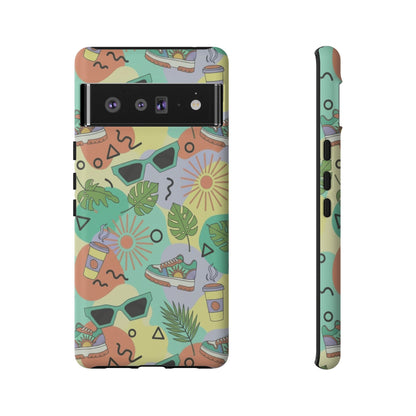 Tropical Summer Phone Case — Retro Sunglasses, Sneakers & Palm Pattern
