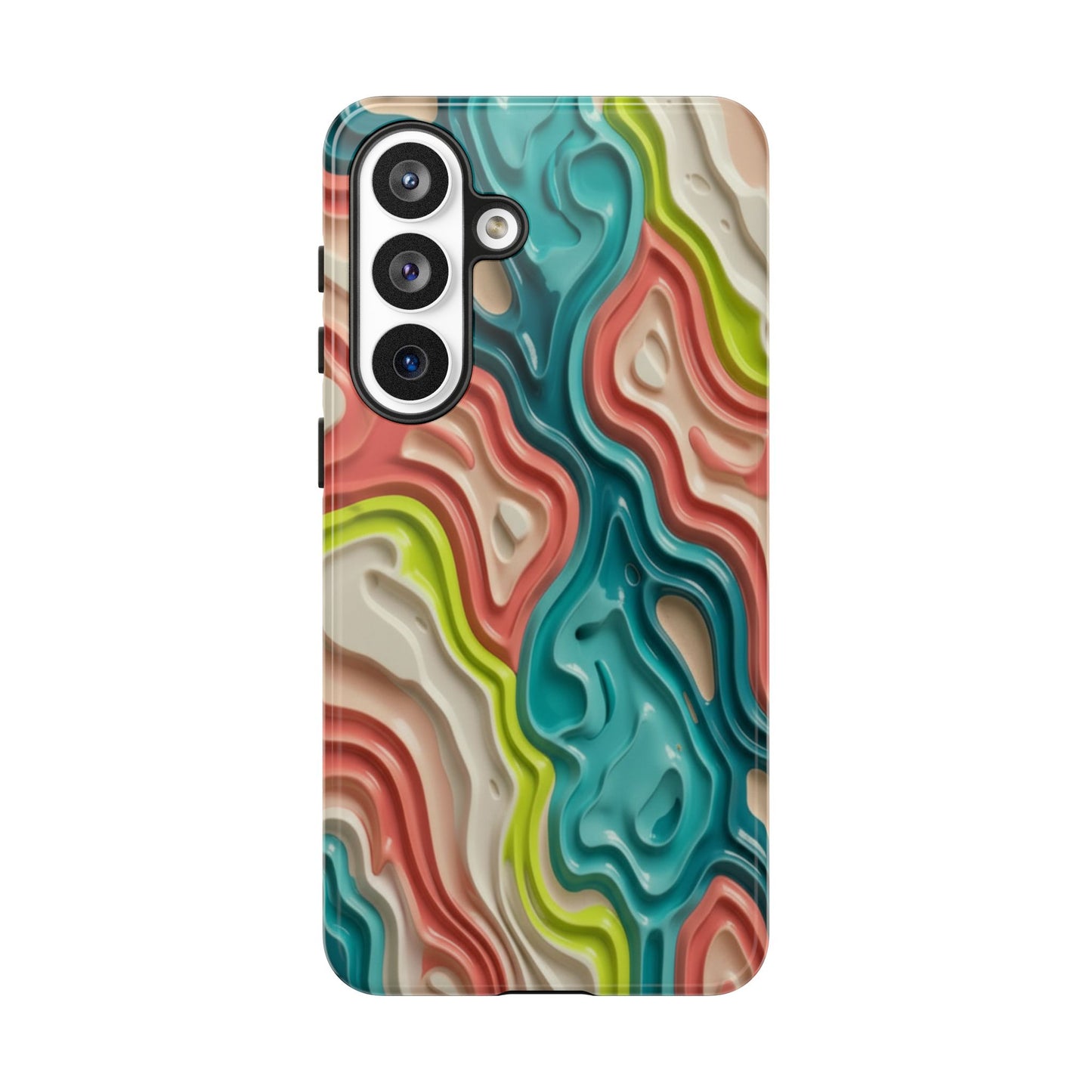 Abstract Contour Phone Case — Colorful Topographic Pattern Tough Case