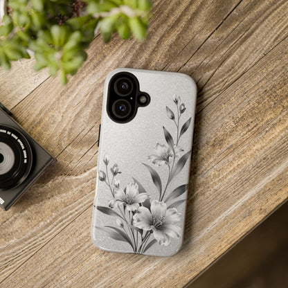 Floral Monochrome Phone Case — Elegant Black & White Lily Design