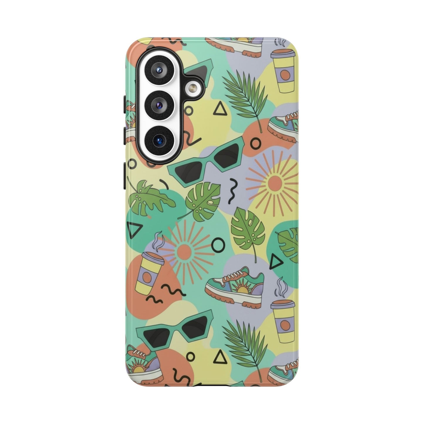 Tropical Summer Phone Case — Retro Sunglasses, Sneakers & Palm Pattern