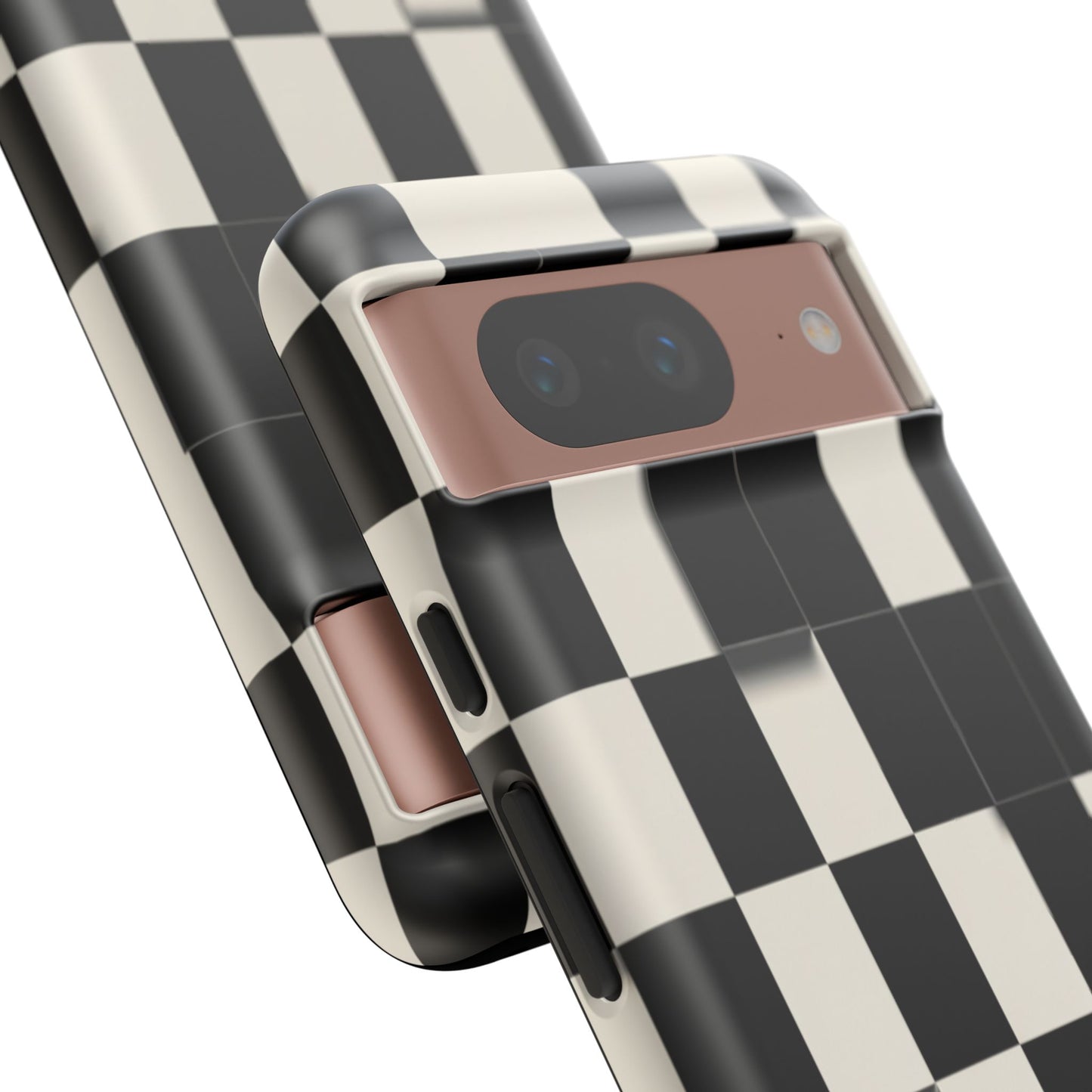 Checkerboard Tough Phone Case — Classic Black & Cream Grid Protective Cover