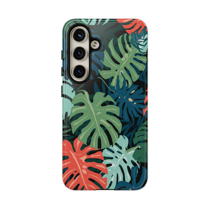 Tropical Monstera Phone Case — Colorful Leaf Protective Tough Case