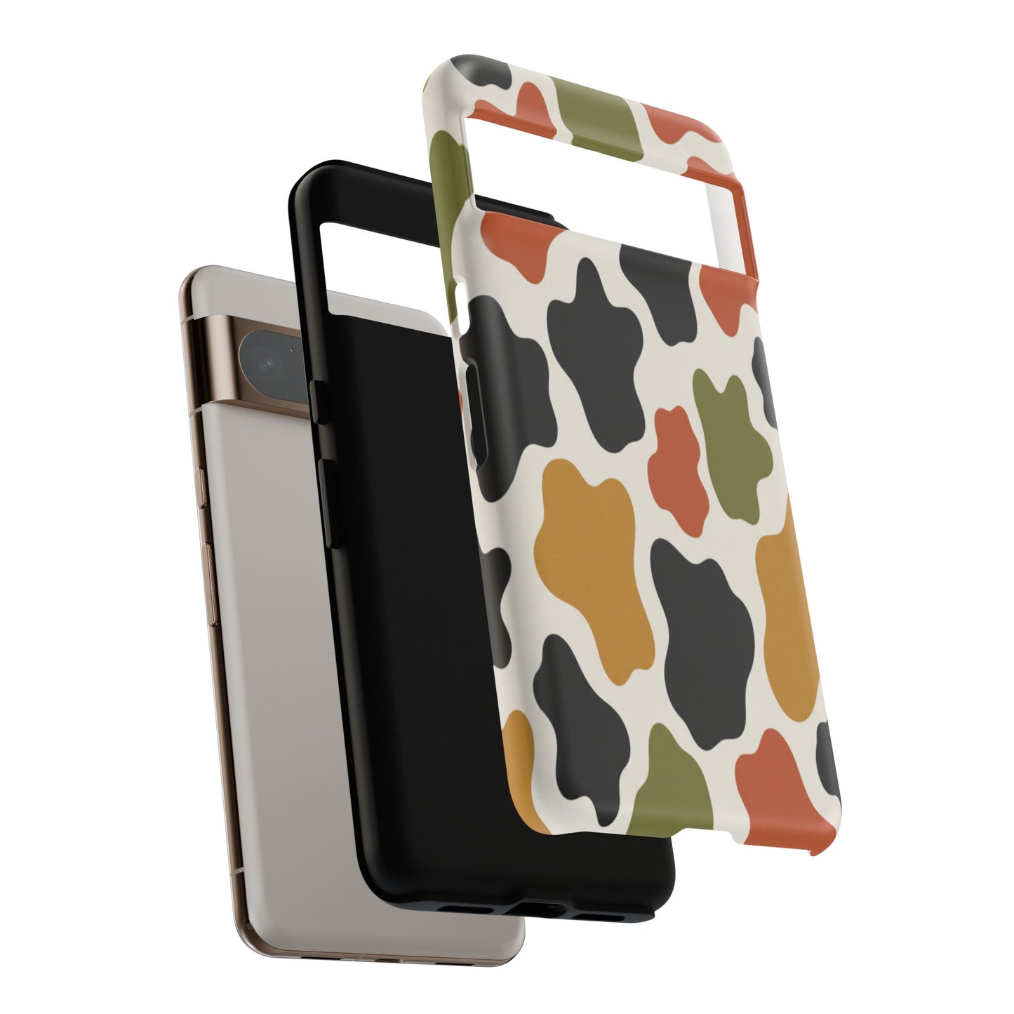 Camouflage Pattern Tough Phone Case – Retro Olive, Rust & Mustard Protective Cover