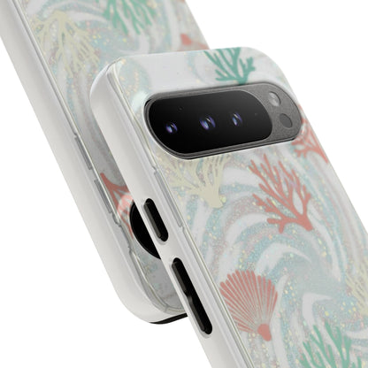 Seafoam Coral Tough Phone Case - Pastel Ocean Wave Design