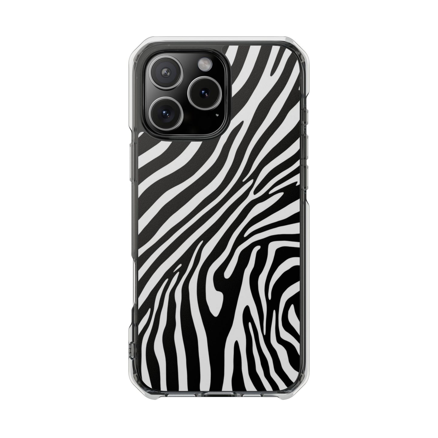 Zebra Print Clear Magnetic Phone Case — Impact-Resistant iPhone Cover