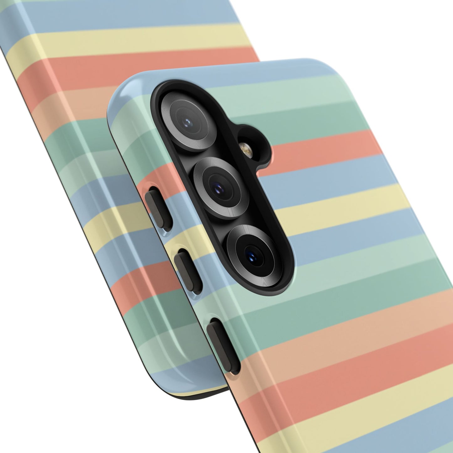 Pastel Striped Phone Case — Retro Horizontal Multi-Color Tough Case