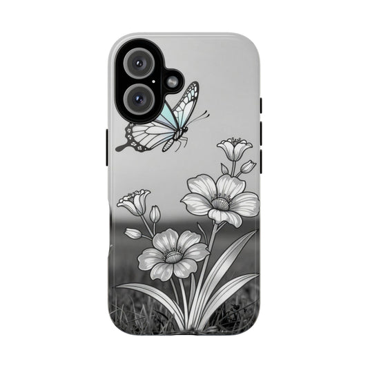 Butterfly & Wildflower Tough Phone Case — Durable Floral Phone Cover