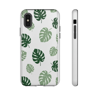 Monstera Leaf Tough Phone Case – Tropical Green Palm Pattern Protective Cover