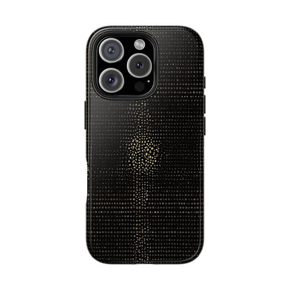 Tough Phone Case — Black Textured Metallic Dot Shield