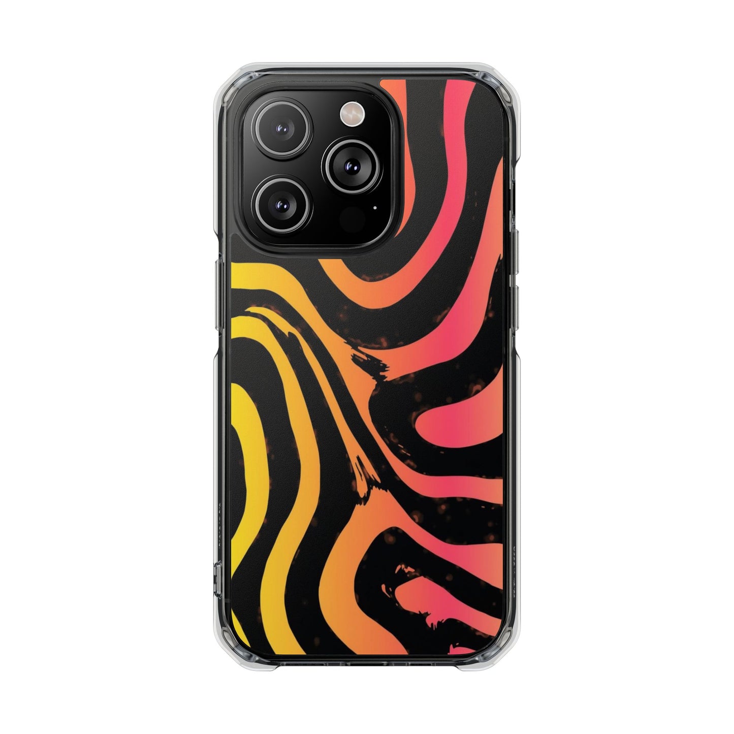 Clear Magnetic Impact Phone Case — Neon Zebra Stripe Design