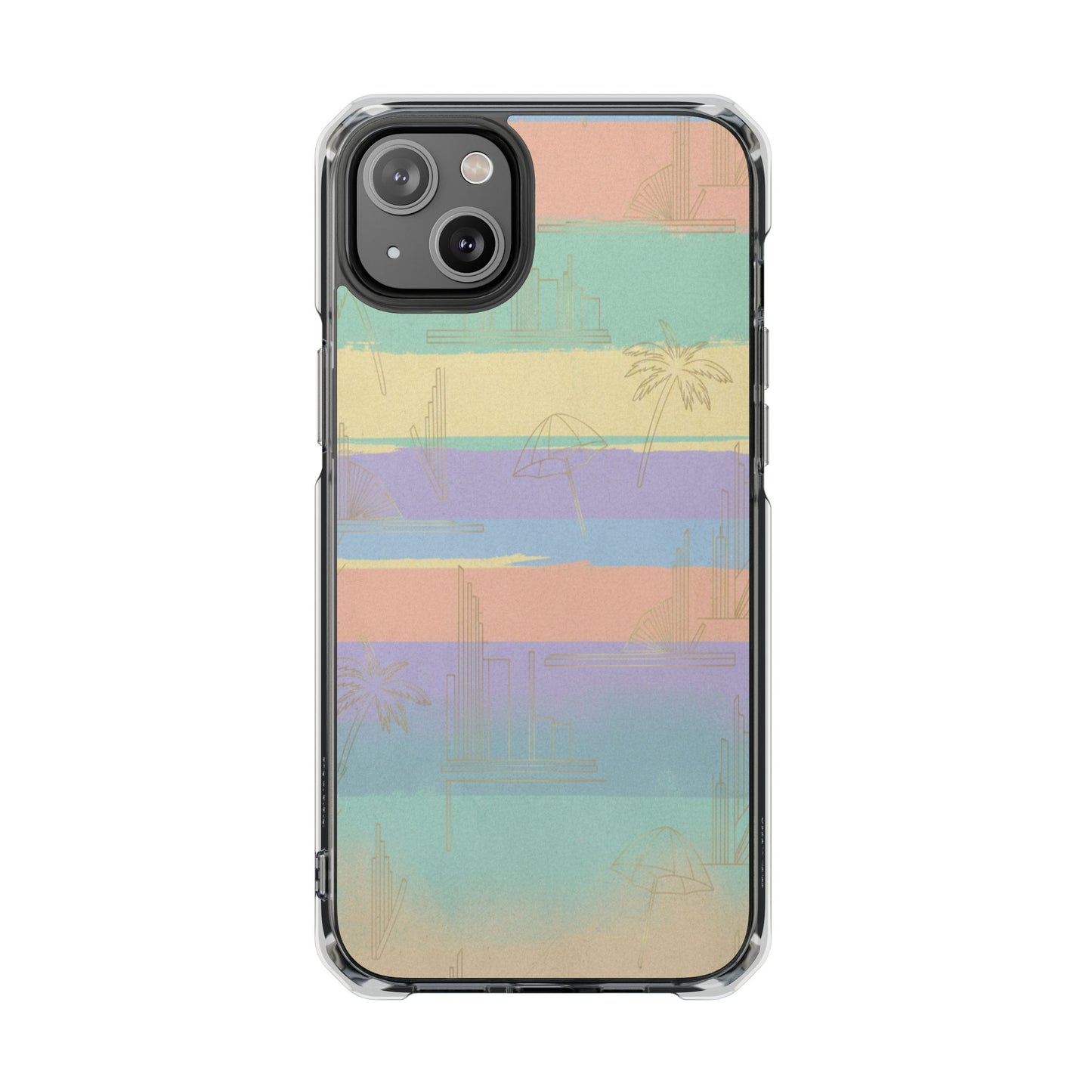 Pastel Stripe Clear Magnetic Impact Phone Case — Retro Beach Vibes