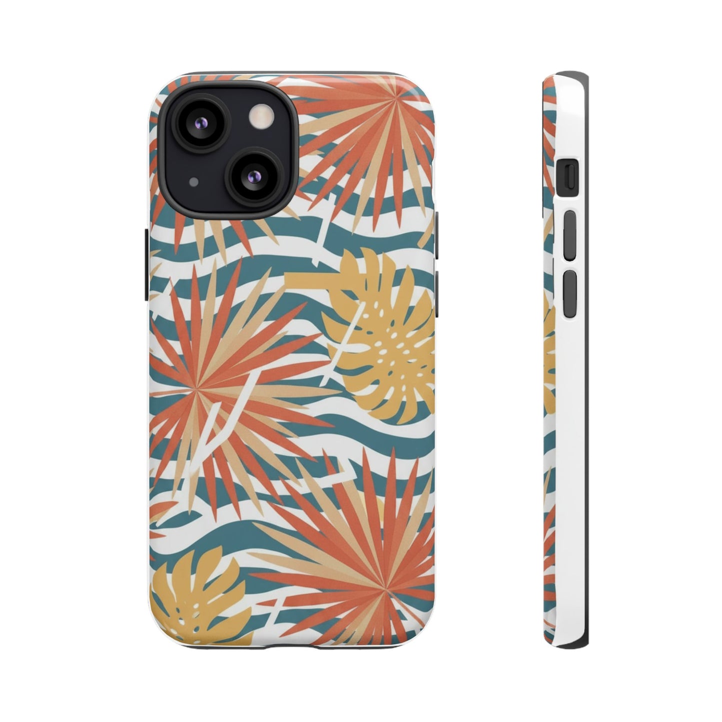 Tropical Palm Tough Phone Case – Retro Wave Floral Protective Cover