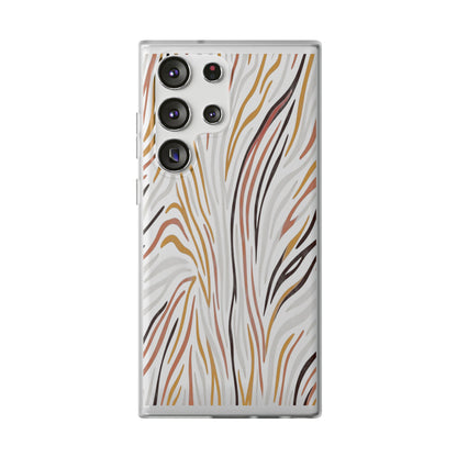 Marbled Neutral Stripe Phone Case — Abstract Beige & Terracotta Flexi Case