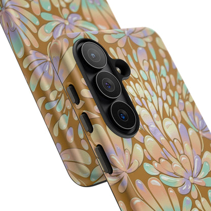 Floral Burst Tough Phone Case – Gold Pastel Botanical Protection