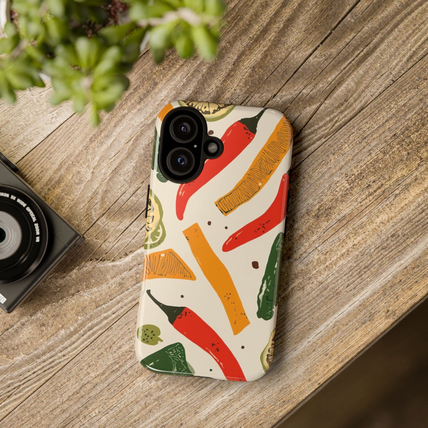 Spicy Peppers Phone Case – Colorful Chili, Lime & Citrus Pattern