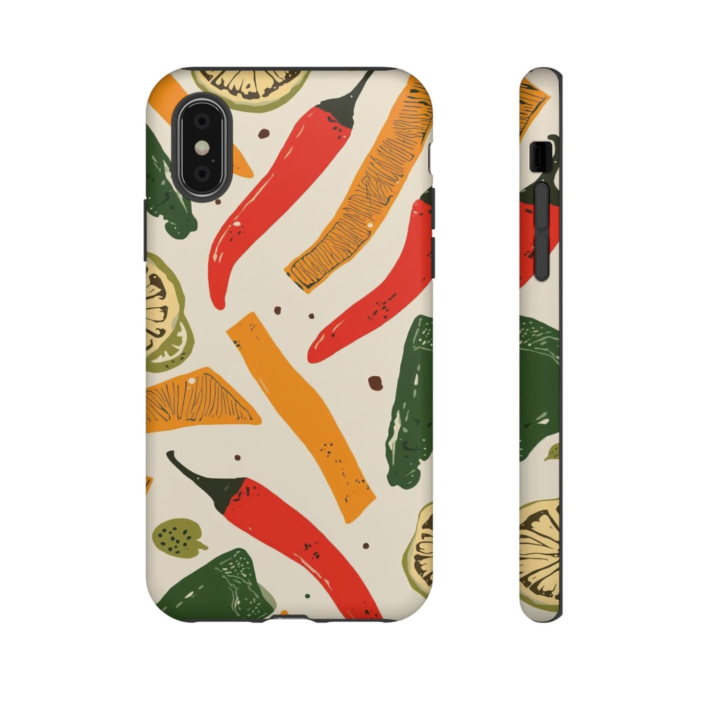 Spicy Peppers Phone Case – Colorful Chili, Lime & Citrus Pattern