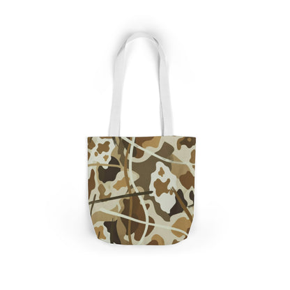 Camo Canvas Tote Bag — Beige Outdoor Pattern with 3 Color Straps