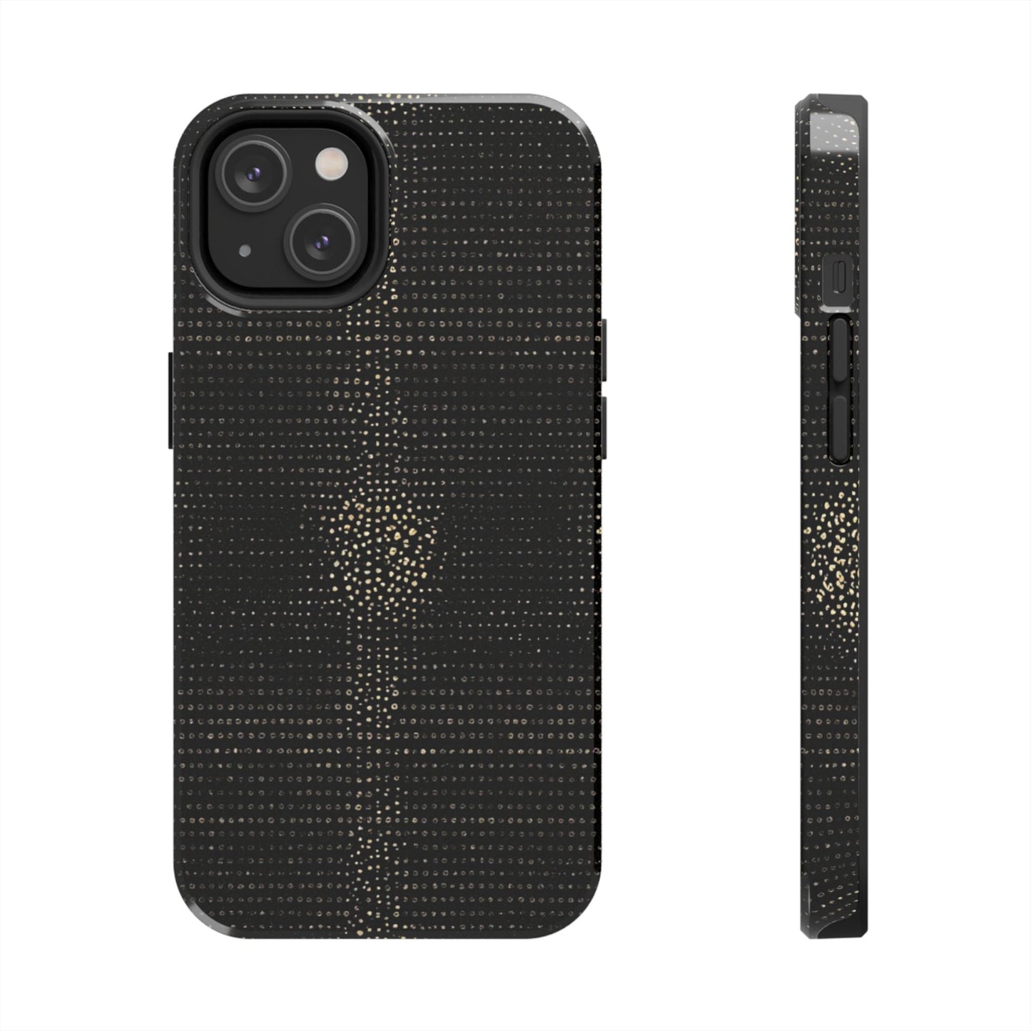 Tough Phone Case — Black Textured Metallic Dot Shield