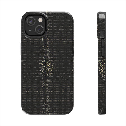 Tough Phone Case — Black Textured Metallic Dot Shield