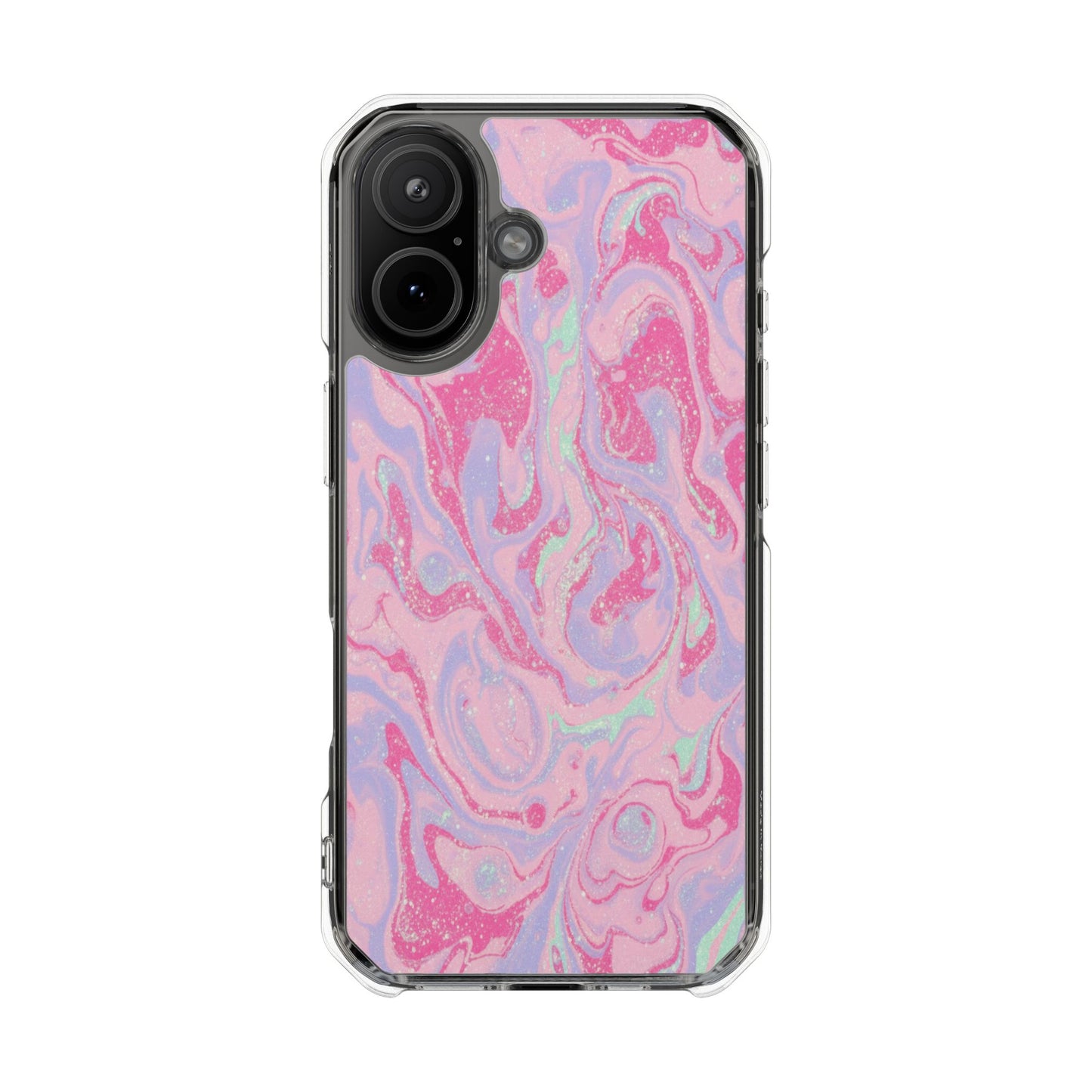 Pink Marble Magnetic Clear Phone Case — Impact-Resistant iPhone Cover