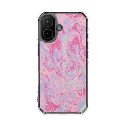 Pink Marble Magnetic Clear Phone Case — Impact-Resistant iPhone Cover