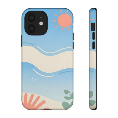 Beach Waves Tough Phone Case — Summer Sun & Seashell Protective Cover