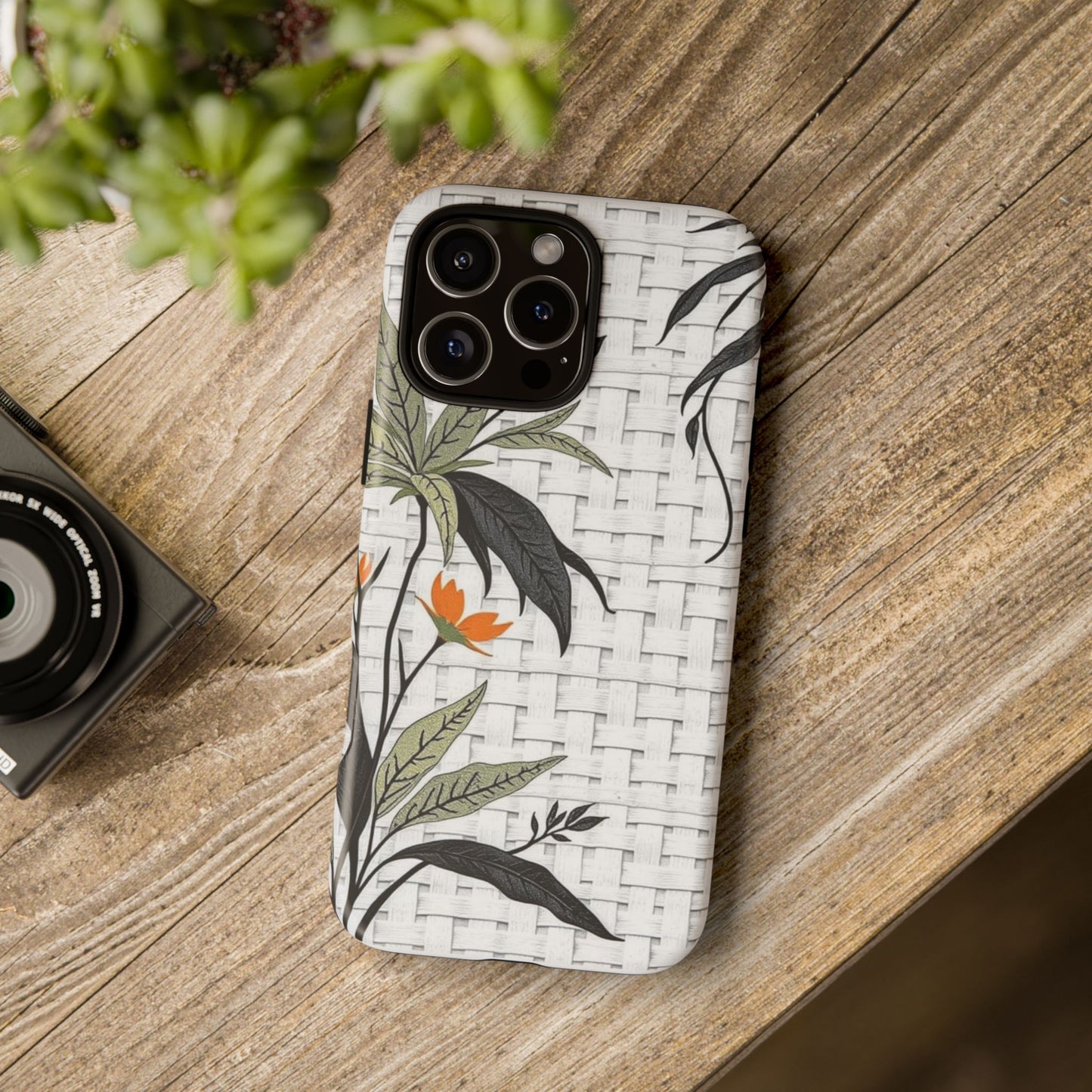 Floral Woven Tough Phone Case — Protective Botanical iPhone Cover