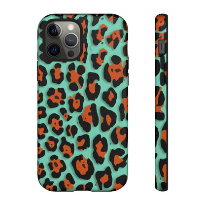 Teal & Rust Leopard Phone Case — Tough Protective Animal Print