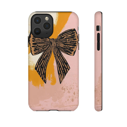 Bow Brushstroke Tough Phone Case — Pink & Mustard