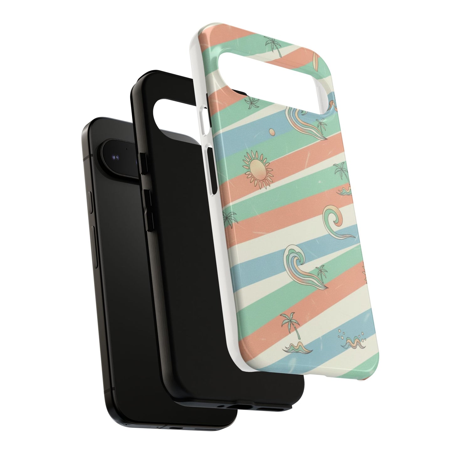 Surf Stripe Tough Phone Case — Retro Beach Waves Pattern